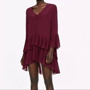 Zara flowy burgundy dress